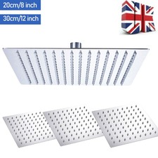 High Pressure Rainfall Stainless Steel Shower Head 8" 10" 12" Square Showerhead