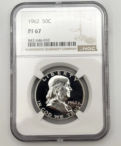 1962 Franklin Half Dollar NGC PF67 Proof 90% Silver No CAM