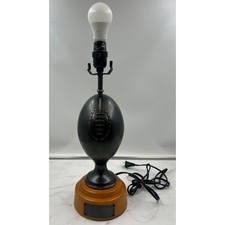 PB Teen Pottery Barn Football Table Lamp Bronze Wood Base Sports Decor 89399-PTM