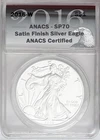 2016 W BURNISHED (SATIN FINISHED) SILVER EAGLE LETTERED EDGE ANACS SP70/MS70