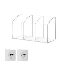 Acrylic Pen Holder Box 3 Compartments, Clear Pencil Storage Organizer for Des...