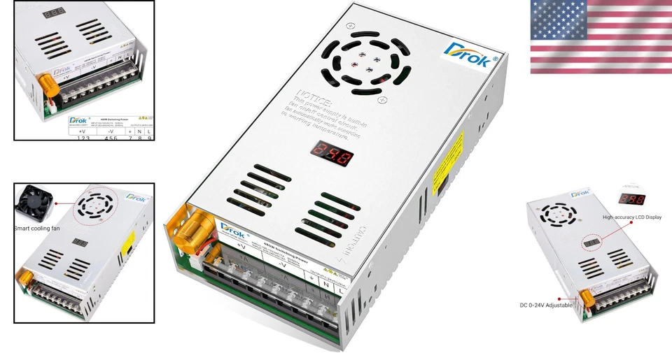 Compact 24V Adjustable Power Supply - Over Load Protection & LED Readout - Image 2 of 4