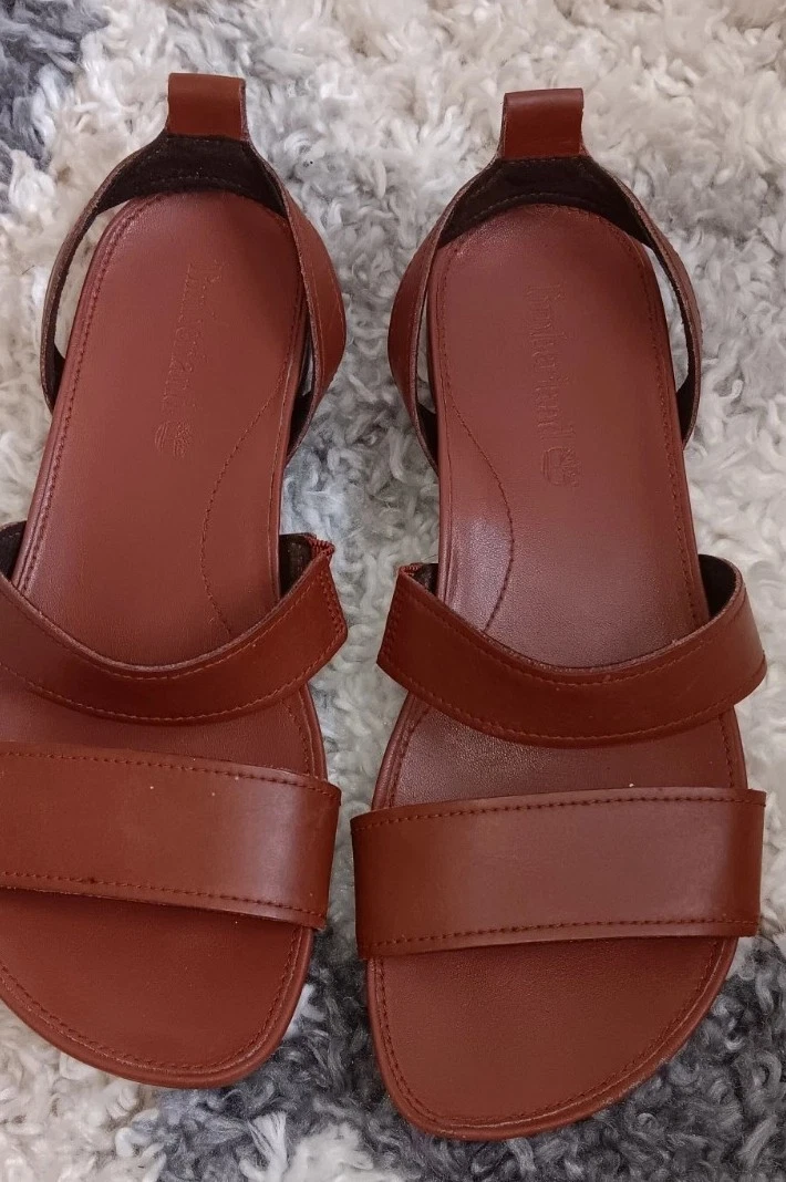 Timberland sandali comodi flat slip on donna pelle marrone taglia 6 5