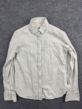 Tradlands Shirt Women's XS Cream Gray Long Sleeve Button Up Cotton Made In USA