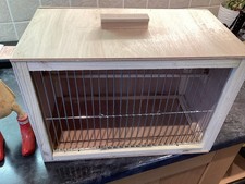 Bird Carry Box Fully Framed / Hardwood Ply. Single Door. Perch 14”x 10” x 8”