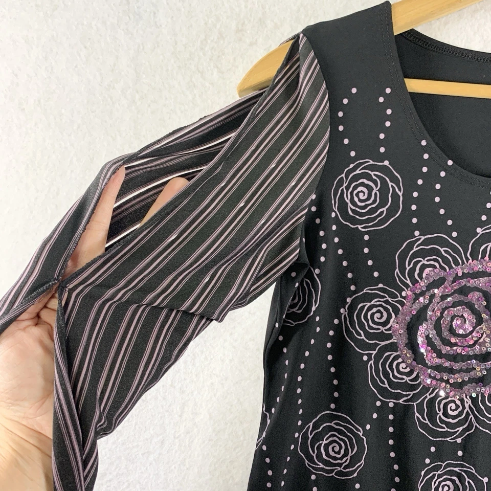 Женский топ с цветком суши размер S Cyber Fairy Y2K инди-кокетка Alt Whimsigoth с блестками - Изображение 2 из 4