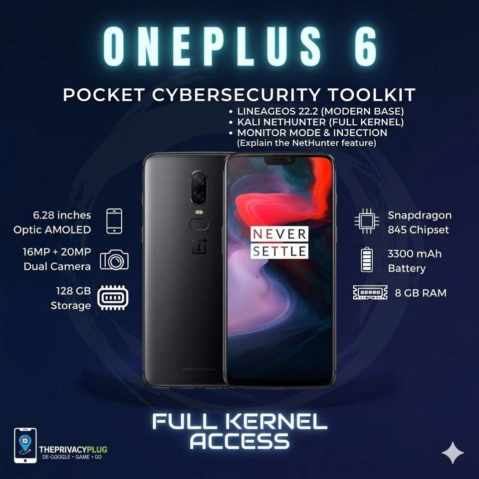 OnePlus 6 | 8GB RAM | Kali NetHunter (Full Kernel Edition) | LineageOS 22.2, photo 1 of 3