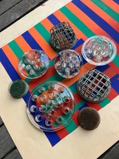 Lot Of Vintage Clear Glass And Flower Frog Stem Holders Floral Arranging Tool