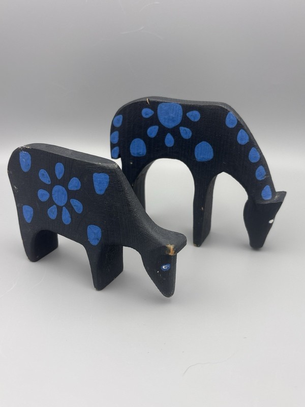 Vintage Swedish Folk Art Wood Animals Svensk Slöjd Hand Carved Decor Set of 2