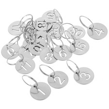 20 Sets Metal Tags with Numbers Key for Labeling Blank Stainless Steel Keychain
