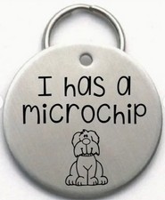 2 Pack Dog Microchip ID Tags Stainless Steel  I Has a Microchip  