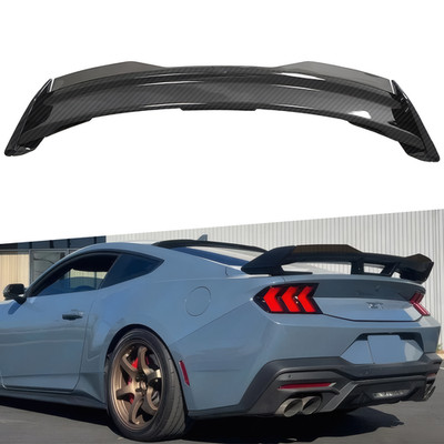 For 2024-26 Ford Mustang S650 Dark Horse Carbon Fiber Rear Spoiler W Gurney Flap