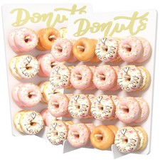 CORTNK Wooden Donut Wall Display Stand, 2PCS Holder for 32 Doughnuts, Board for