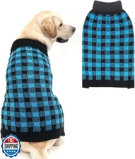 PUPTECK Dog Sweaters for Large Medium Small Dogs - Fall Classic Plaid Style P