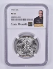 1943 Walking Liberty Half Dollar 50c MS65 NGC Miles Standish Label *1938