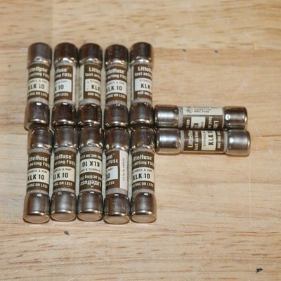 One Lot of 10+2=12 Littelfuse KLK-10  10 Amp Fuses Clean Tested  BK#41