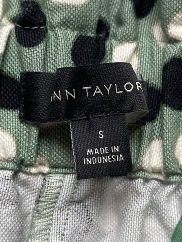 Pantalones al Tobillo Ann Taylor Fácil Pequeños Verde Salvia Negro Blanco Lunares Eclécticos - Imagen 3 de 8