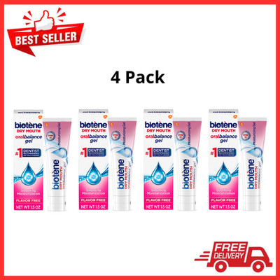 (Pack of 4) Biotene Oralbalance Dry Mouth Gel, Alcohol-Free Unflavored, 1.5oz