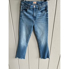 Mother The Insider Crop Step Fray Jeans Monkey in the Middle Light Wash Size 28