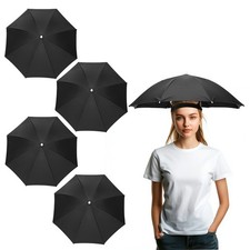 Umbrella Hat, Fishing Hat with Elastic Band, 27" 4Pcs Black