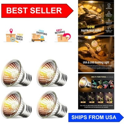 50W UVA UVB Bulbs - Perfect Lighting for Reptile Tanks and Terrariums (4-Pack)