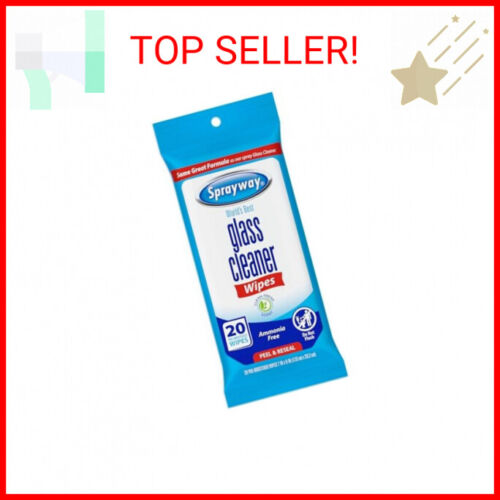 Sprayway SW199R Ammonia-Free Glass Cleaner Wipes, Fresh Scent, 20 Count