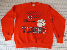 VTG Clemson Tigers Orange Crewneck Sweatshirt Large 1989 Jerzees READ 