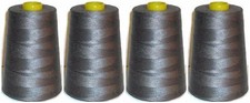 MID GREY SEWING THREAD 120s SPUN POLYESTER, OVERLOCKING, 5000 YARDS, X4 CONES