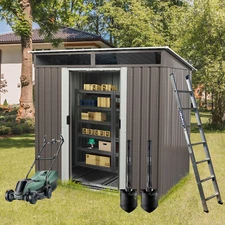 6 X 4.5 Ft Outdoor Storage Shed Metal Garden Shed with Transparent Panels