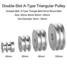 Double V-Groove Aluminum Drive Pulley Triangle Belt A-Belt Pulleys OD 40mm-100mm