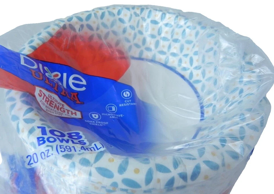 Cuencos de papel Dixie 20 OZ tazón desechable paquete de 108 máxima resistencia NUEVO Foto 2 de 2