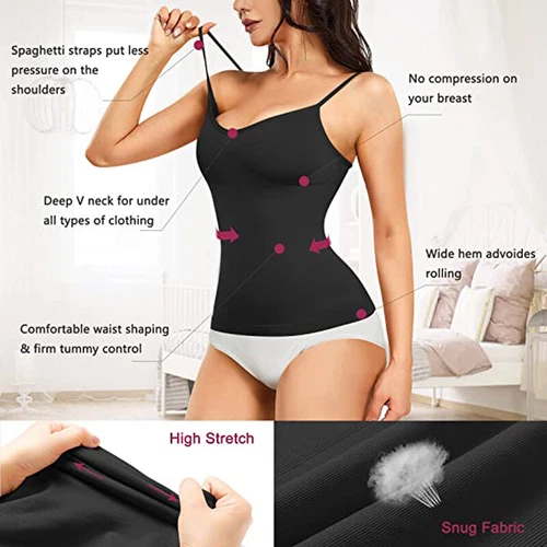 Women V-Neck Compression Cami Vest Tummy Control Body Shaper Camisole Plus Size - Picture 4 of 20