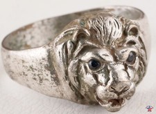 Lion ring Animal king head Brutal jewelry mens signet Attack band gift Antique b