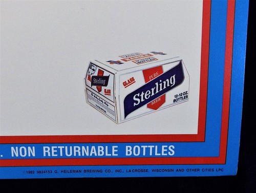 STERLING BEER CARDBOARD STAND UP PRICE SIGN PLACARD VINTAGE 1982 ADVERTISING - 第 3/3 張圖片