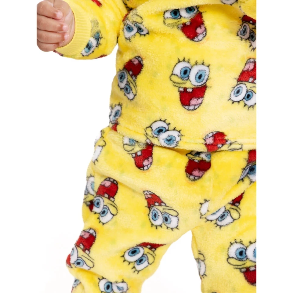 Conjunto de pijama de felpa estampado integral bebé Bob Esponja talla 0-3M Foto 2 de 3