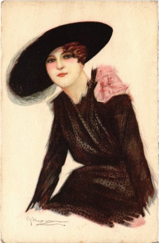 PC ARTIST SIGNED, ZIP, GLAMOUR LADY ON A SOFA, Vintage Postcard (b51827