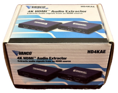 Vanco HD4KAE, 4K HDMI Audio Extractor Extracts audio signals from HDMI - NEW!