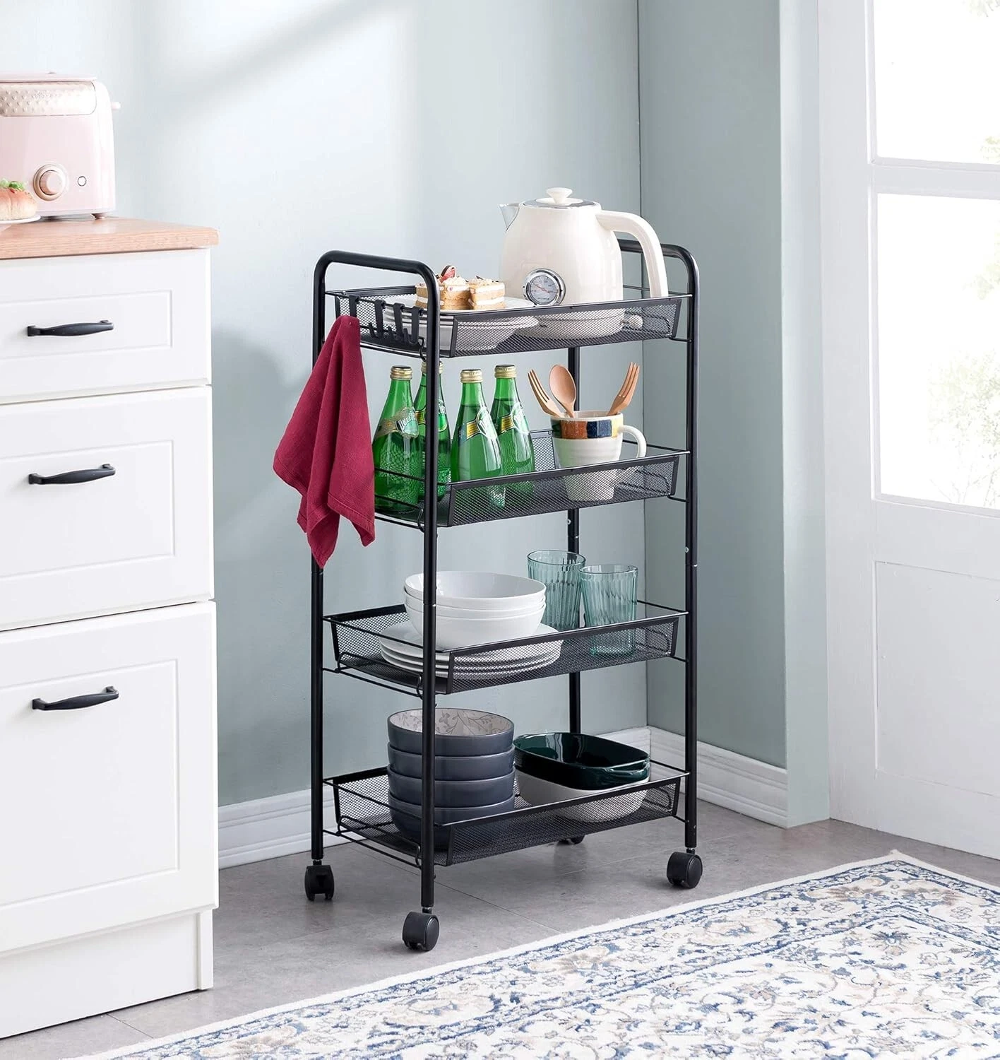 3/4/5 Tier Fruit Vegetable Storage Trolley shelve Organizer Stand CART Kitchen