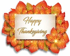 Fall Happy Thanksgiving ~ Edible 2D Fondant Cake Cupcake Topper ~ D24202 *