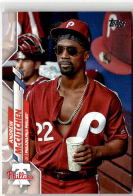 2020 Topps #467b Andrew McCutchen Shirt open, holding cup