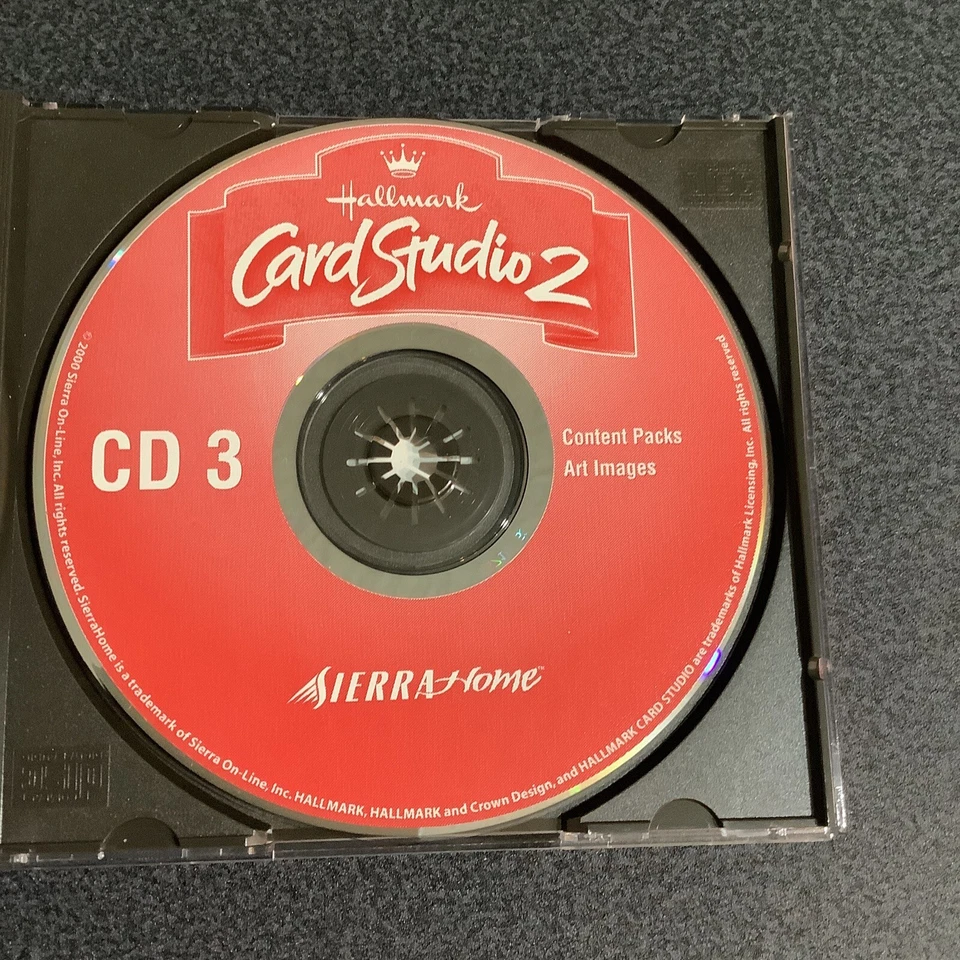 Hallmark Card Studio 2 piezas CD-ROM Windows 3 discos conjunto software de fotos de Sierra Home Foto 4 de 4