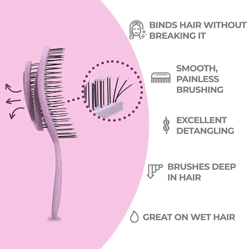 Organic Detangling Hair Brush for Women, Men & Children - Does Not Pull on Hair  - Image 2 of 4