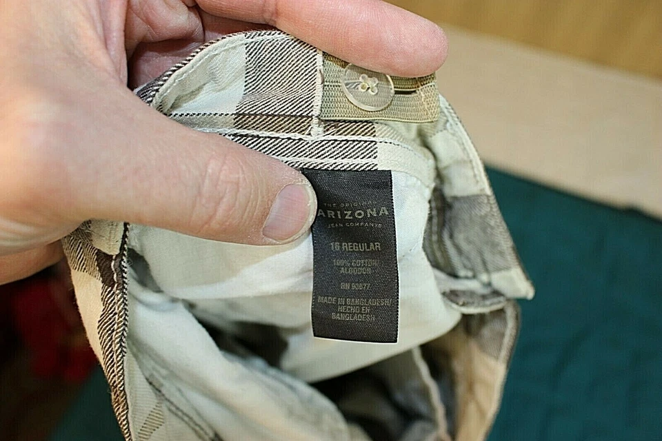 Pantalones Cortos Arizona Niños Talla 16 (28x11) Marrón A Cuadros Cintura Ajustable Foto 4 de 4