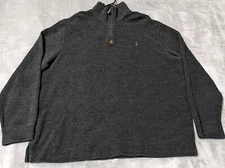 Polo Ralph Lauren Sweater Men XL Dark Gray 1/4 Zip Preppy Outdoor Mock Neck READ