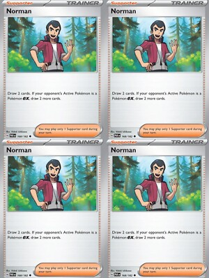 Pokemon Card Paradox Rift 4x Playset Norman 168/182 Trainer NM