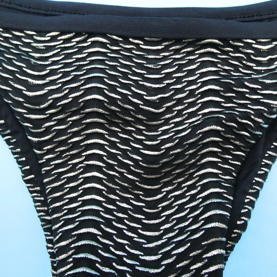 Miss Bikini Luxe Mediano Negro Plateado Tanga Playa Nadar Mujeres Bikini Parte Inferior Verano Foto 2 de 4