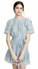 Joie Safia Mini Tunic Dress Floral Eyelet Embroidered Ruffle Babydoll S M 229375