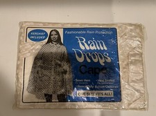 Vintage Mod 1960's Clear/white Vinyl Rain Drops Cape