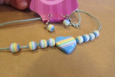 NEW/pkg unworn Claire's Boutique 16-19" blue heart necklace pierce earring set