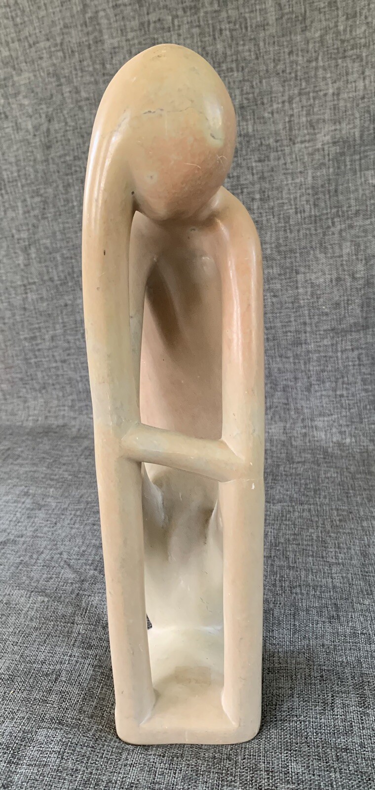 African Carved Soapstone Thinker Sculpture Large Kenyan Hand Made